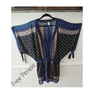 Free People Boho Chic Print Top Blouse